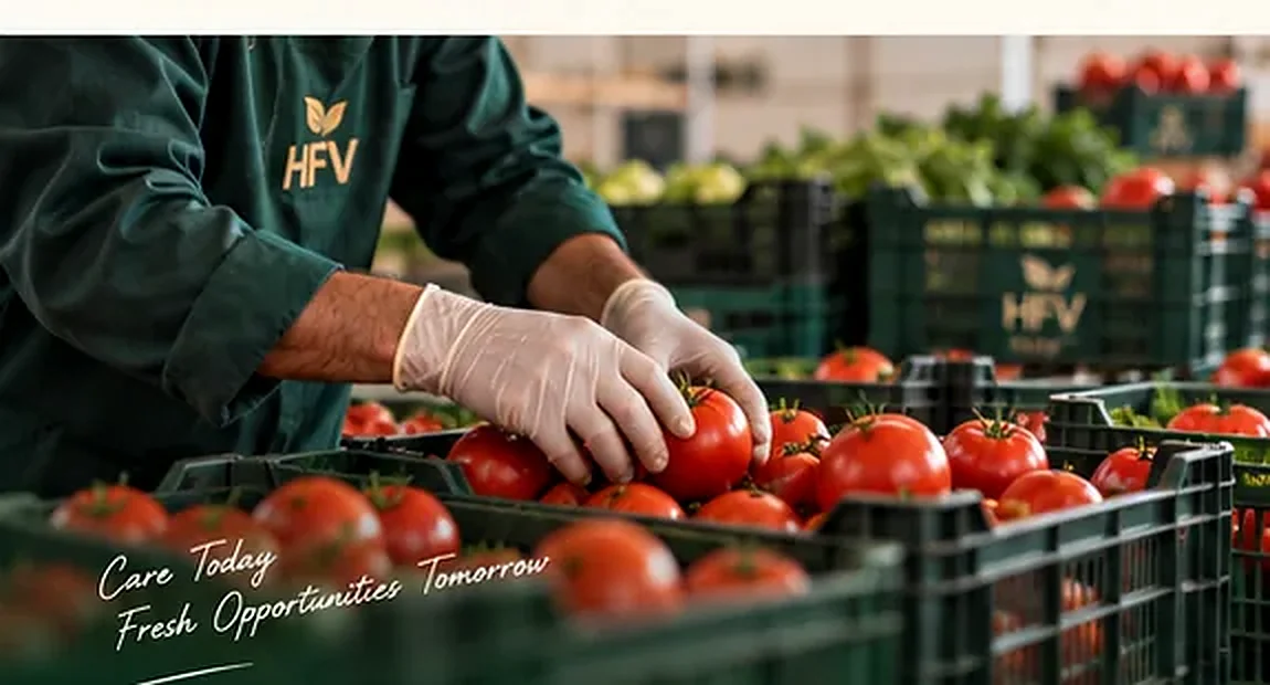 Fresh tomatoes being carefully handled and sorted