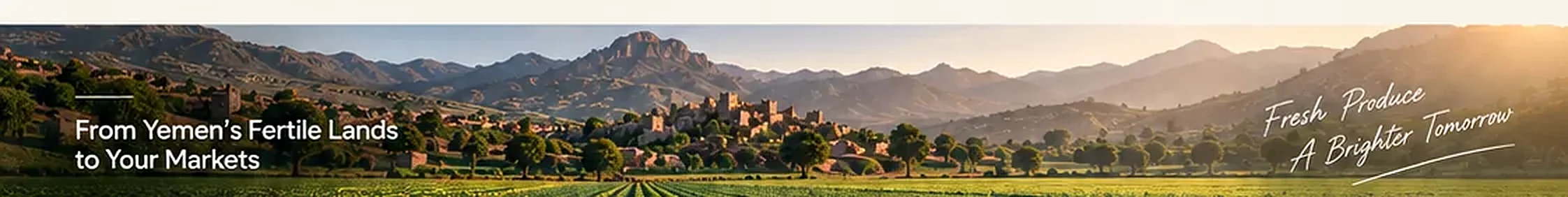 Agricultural fields with mountains at sunset